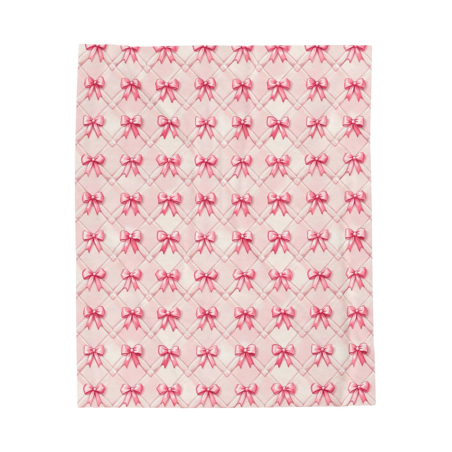 Elegant Pink Bows Velveteen Plush Blanket 3 Sizes