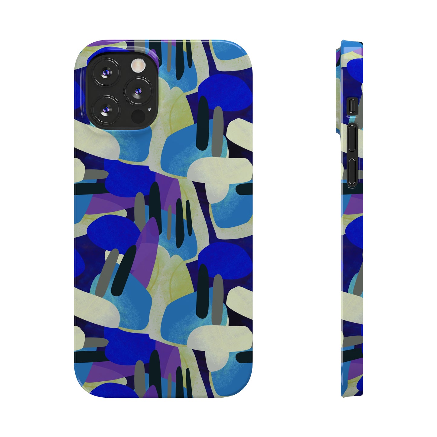 Blue, Purple and Green Abstract Design Iphone 15-12 Slim Phone Case