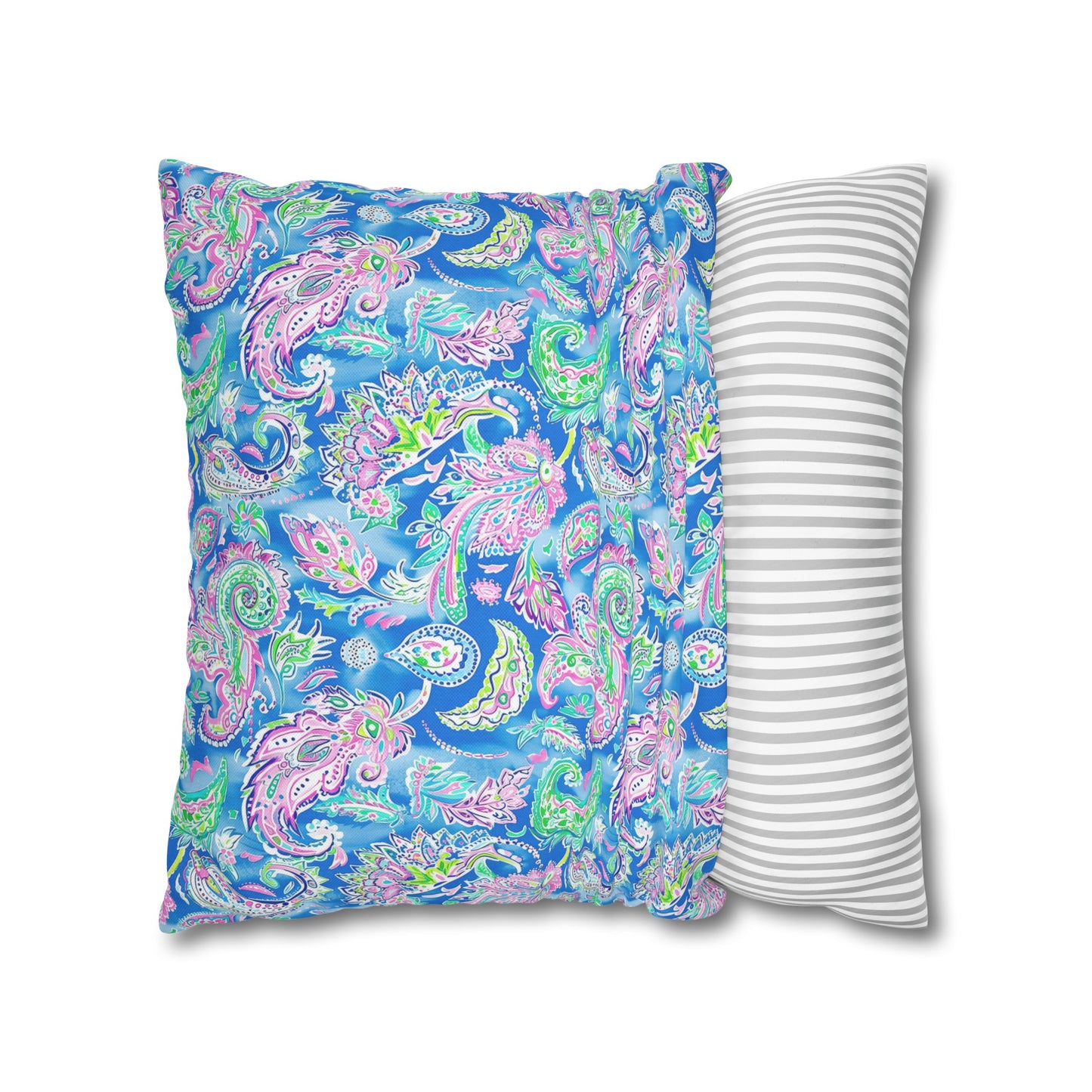 Pastel Paisley Whimsy: Delicate Design in Soft Hues Spun Polyester Square Pillowcase 4 Sizes