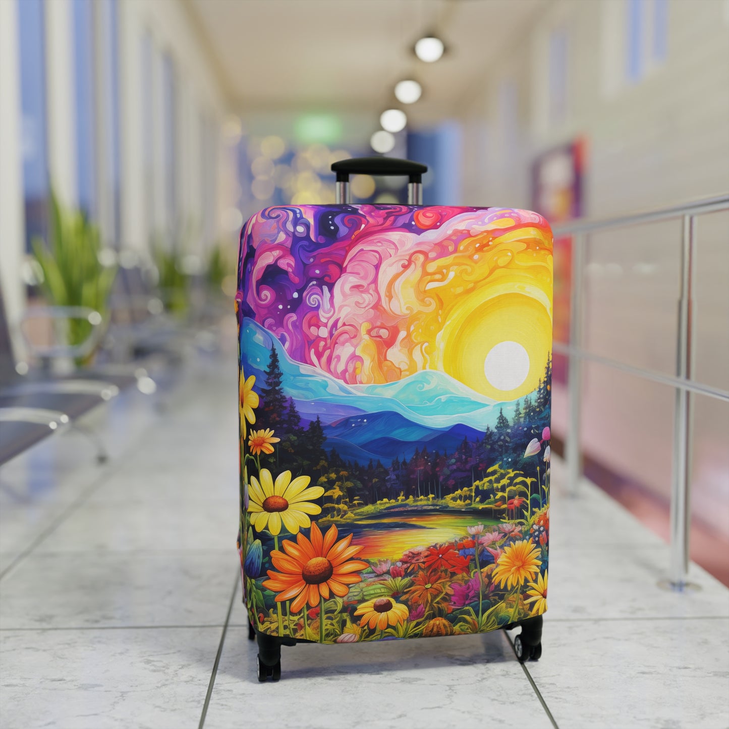 Enchanting Sunrise Over a Whimsical Field of Wildflowers  - Luggage Protector and Cover 3 Sizes