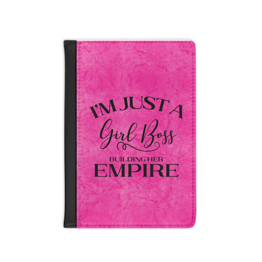 I'm Just A Girl Boss Building Her Empire Pink & Black - Passport Cover Faux Leather RFID Blocking