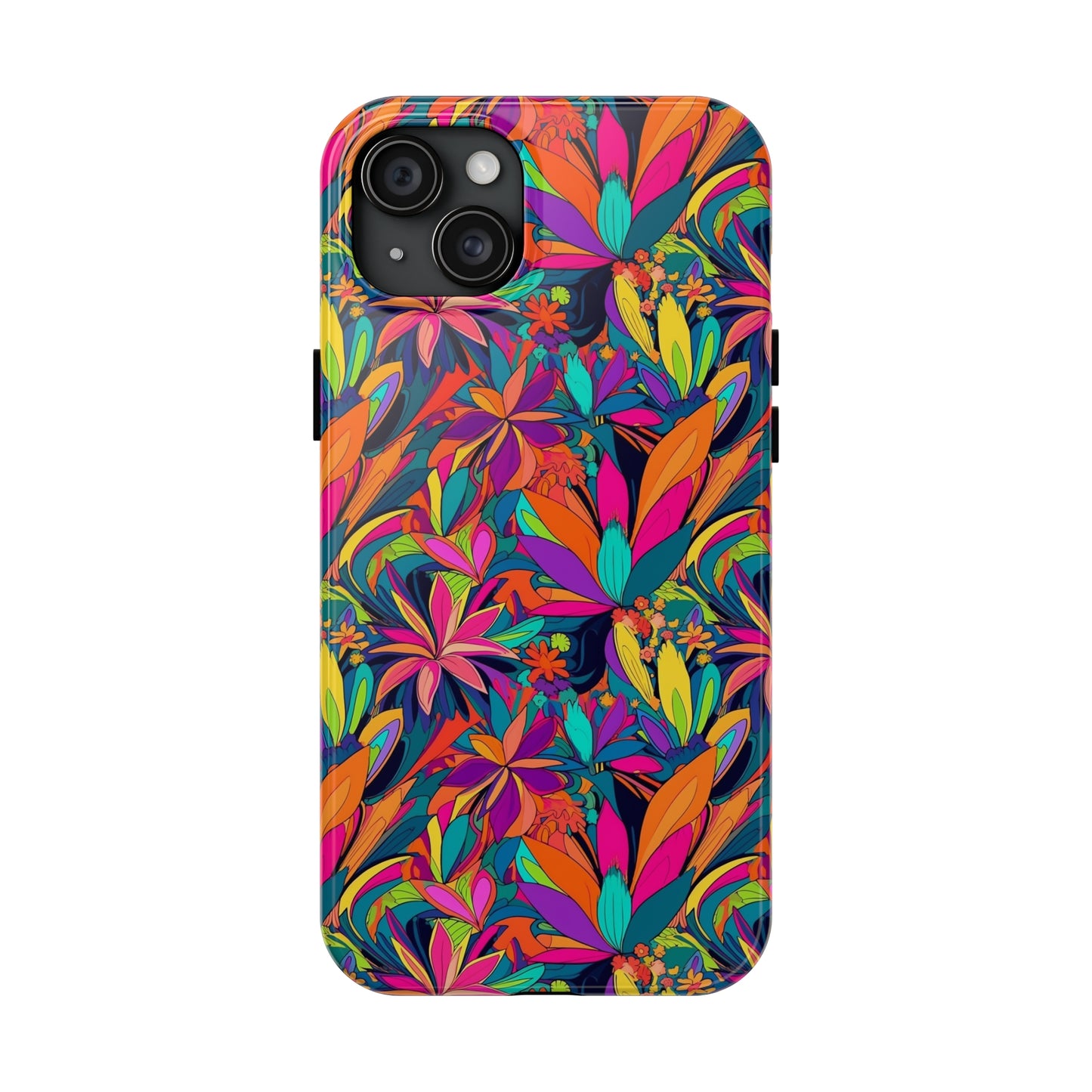 Tropical Neon Flowers Iphone Tough Phone Case