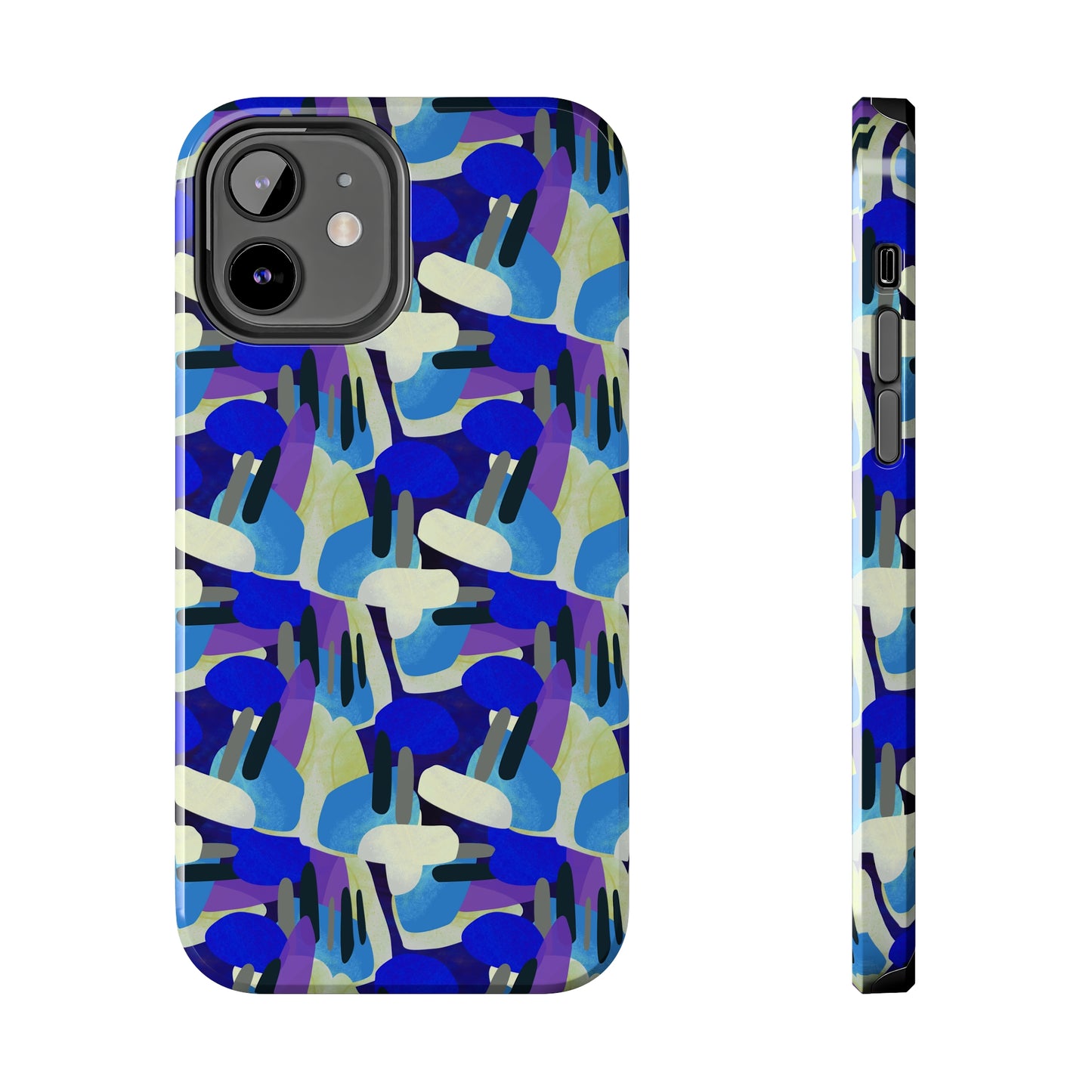 Blue, Purple and Green Abstract Design Iphone Tough Phone Case