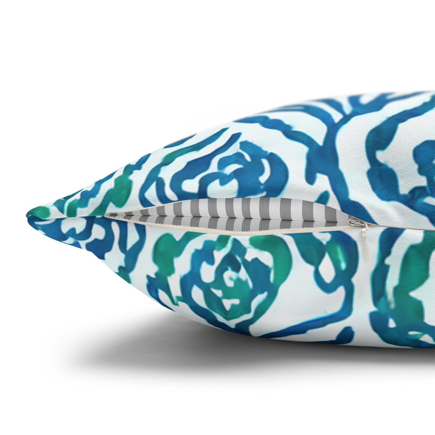 Cool Breeze Elegance: Abstract Damask Pattern in Green and Blue Spun Polyester Square Pillowcase 4 Sizes