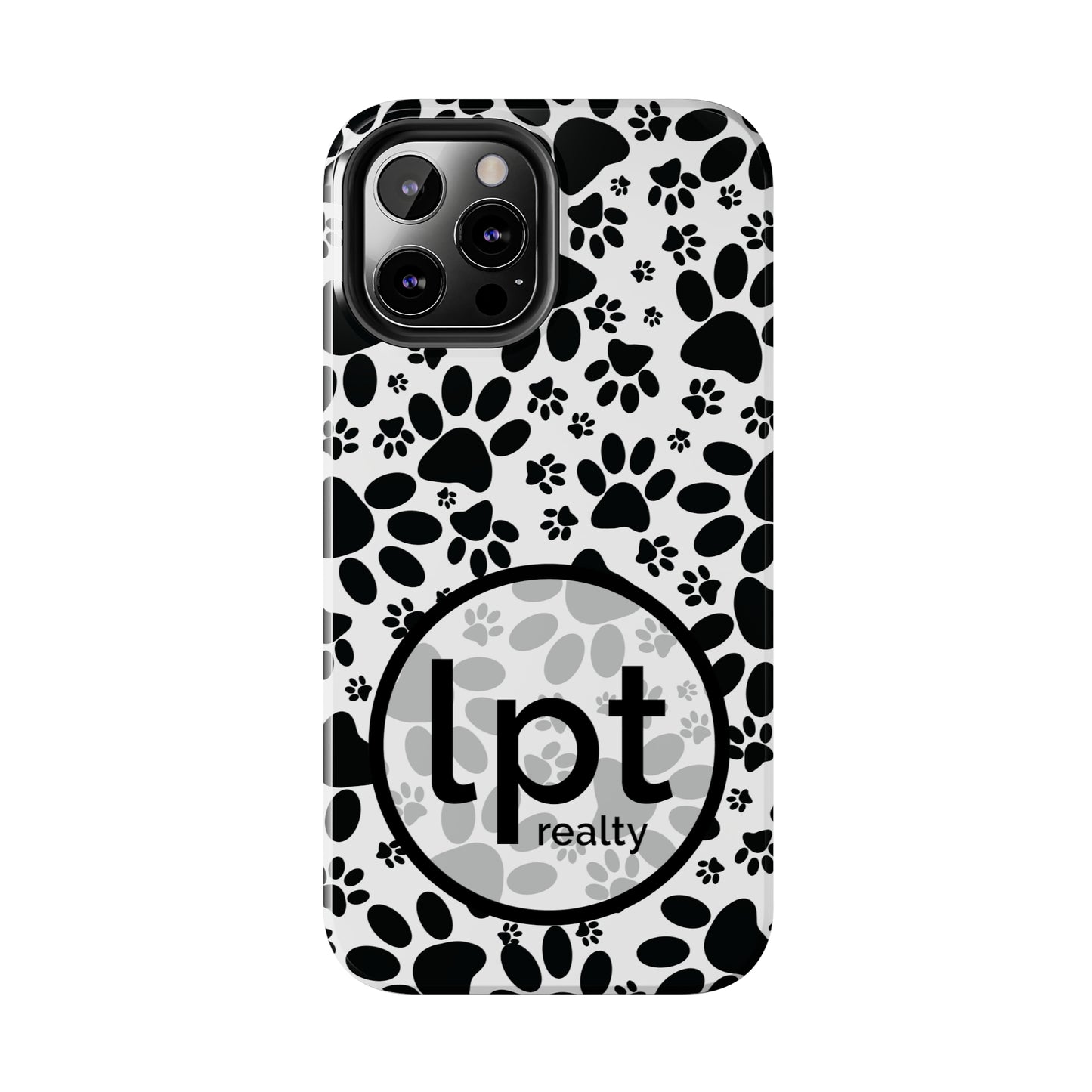 LPT Realty Logo -  Stealthy Tracks: Black Animal Paw Prints Iphone Tough Phone Case