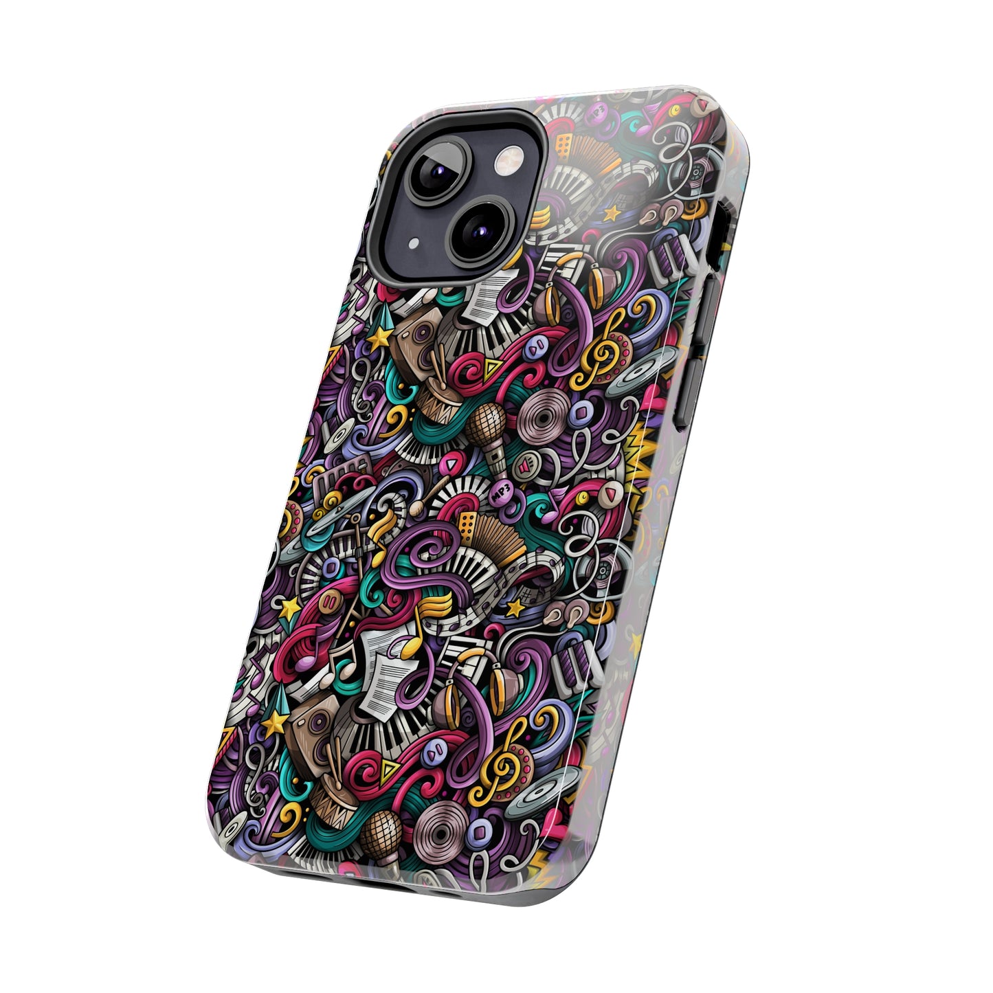 Musical Notes, Sheet Music, Swirls Cartoon Design Iphone Tough Phone Case