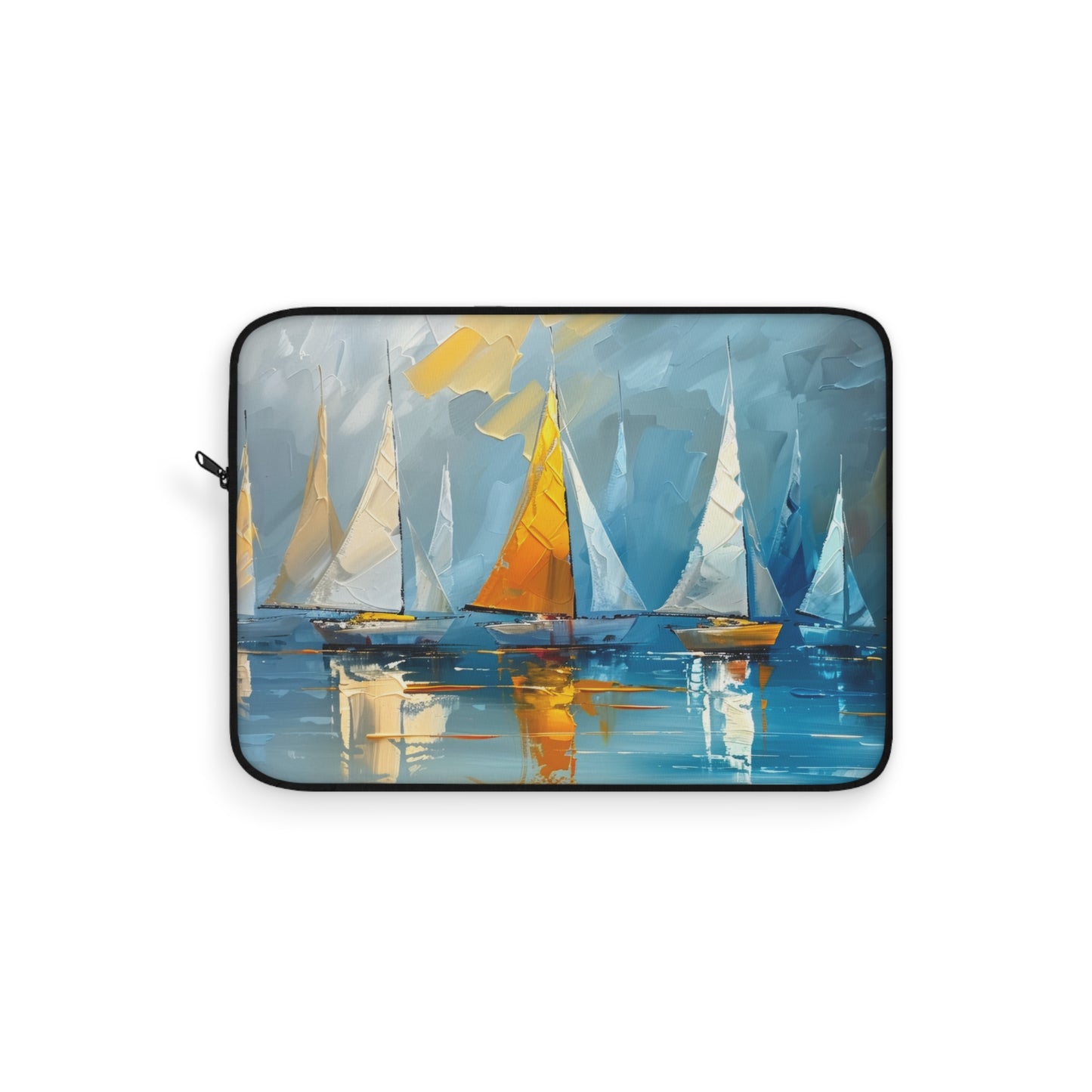 Sailboats Gliding on the Open Sea, Bathed in the Warm Glow of the Setting Sun Laptop or Ipad Protective Sleeve 3 Sizes Available