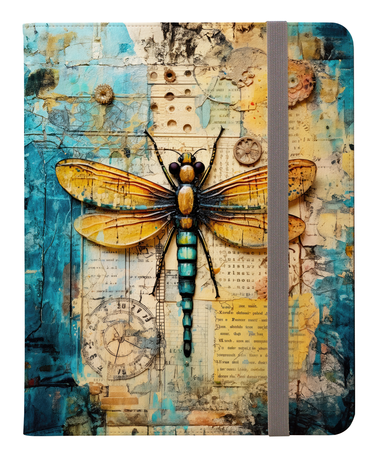 Antique Steampunk Dragonfly Timepiece and Vintage Map Collage Protective iPad Pro 11 & Pro 12.9 Protective Case and Pencil Holder