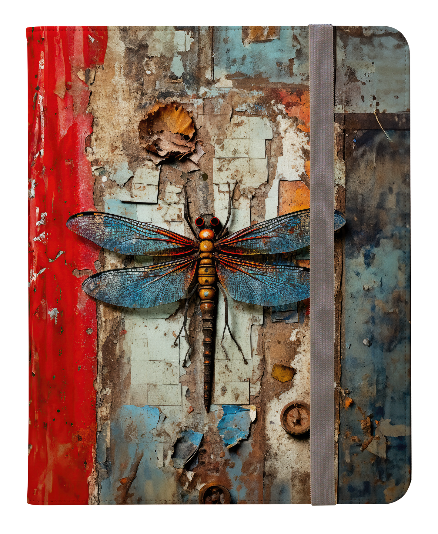 Rustic Dragonfly in Steampunk Industrial Urban Decay Protective iPad Pro 11 & Pro 12.9 Protective Case and Pencil Holder