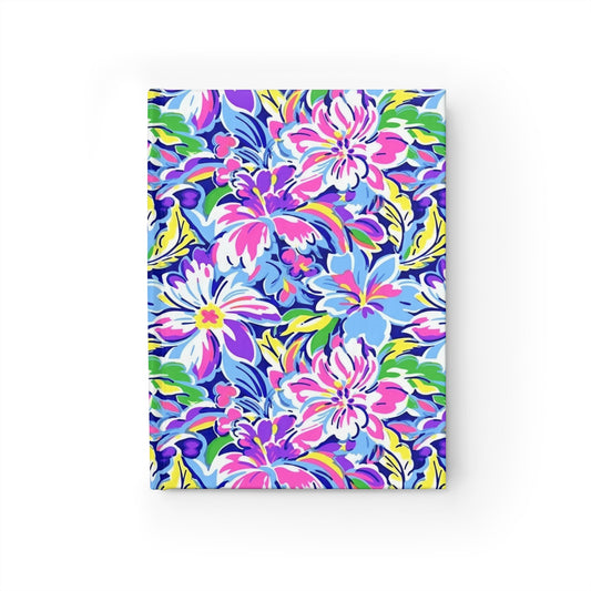 Tropical Burst: Vibrant Summer Flowers in Full Bloom Hardcover Ruled Line Journal