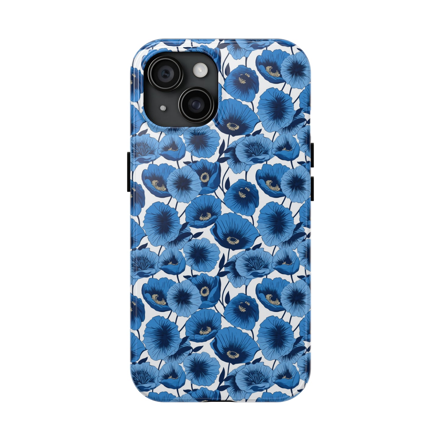 Vivid Blooms Bright Blue Poppies Design Iphone Tough Phone Case