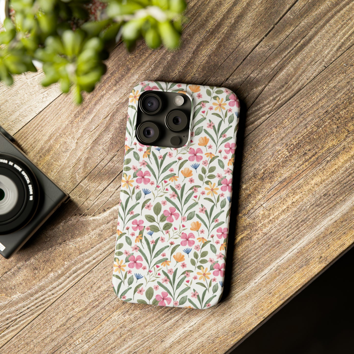 Pink Watercolor Spring Flowers Iphone 15-12 Slim Phone Case