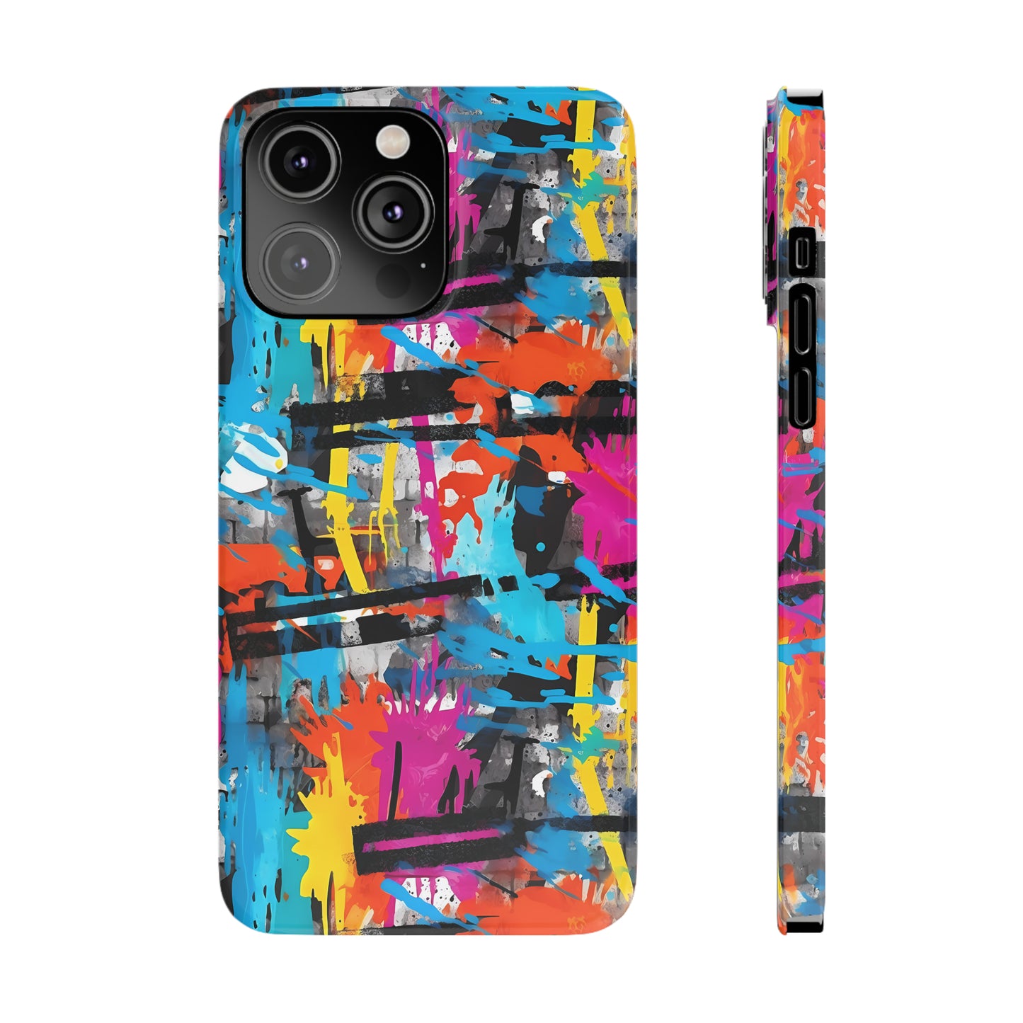 Rainbow Color Abstract Graffiti Design Iphone 15-12 Slim Phone Case