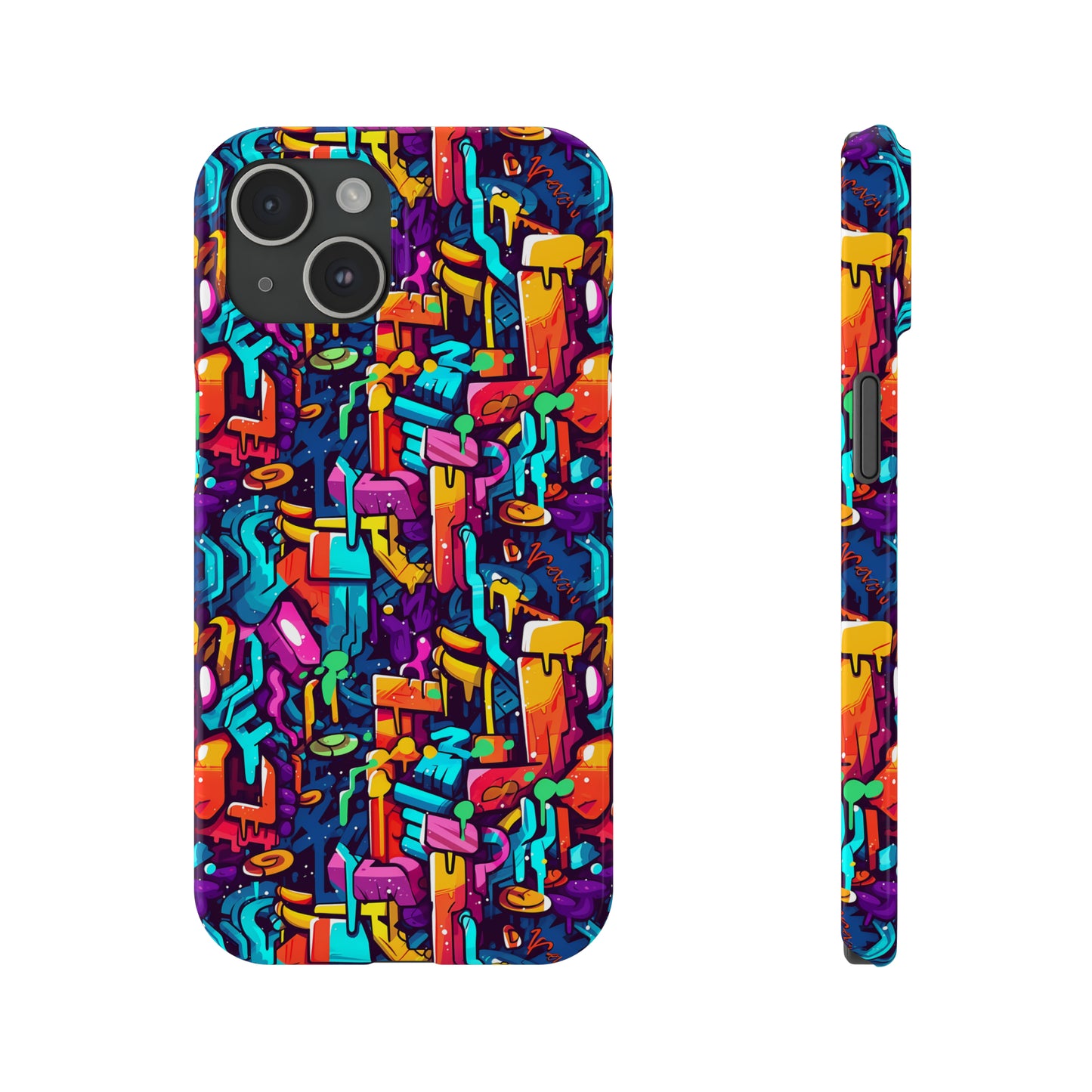 3D Abstract Colorful Street Graffiti Art Design Iphone 15-12 Slim Phone Case