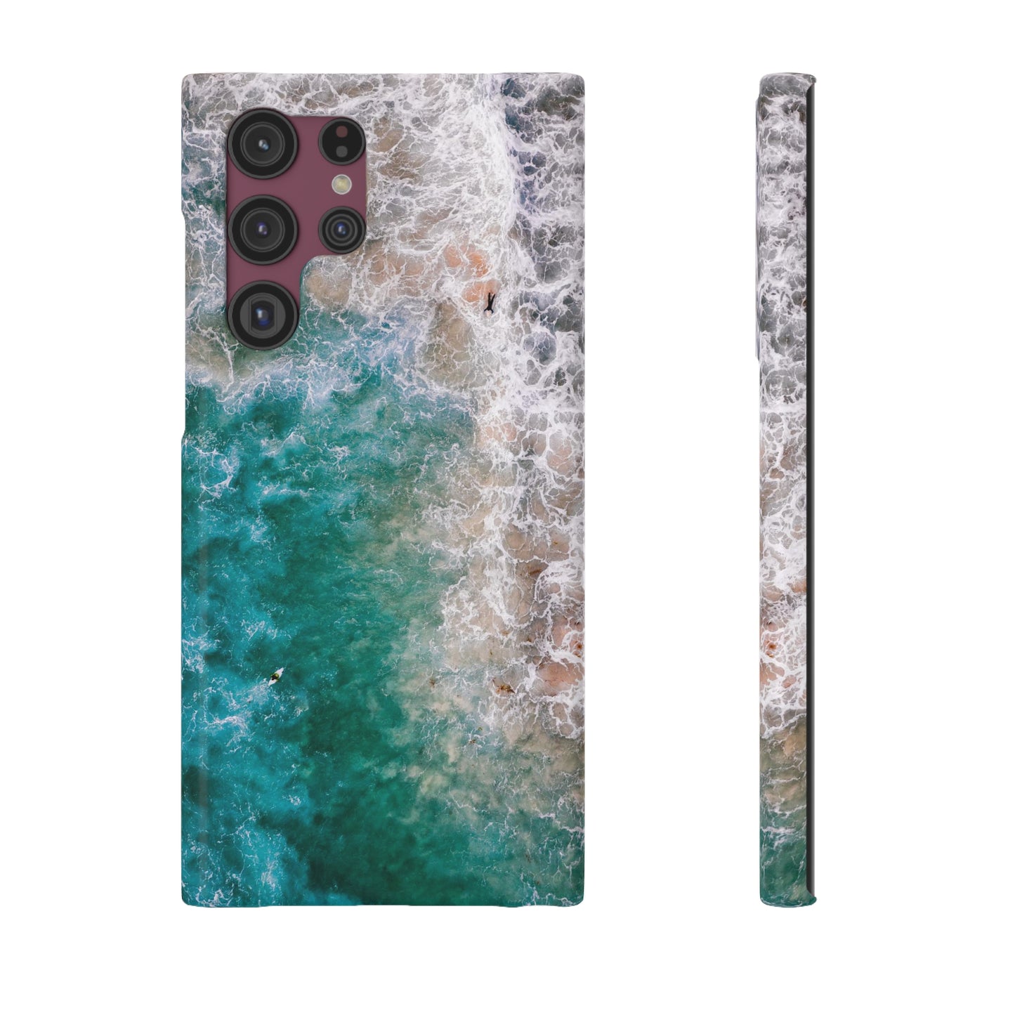 Ocean's Embrace: Deep Green Waters with White Waves Crashing onto the Beach Design Samsung Slim Cases