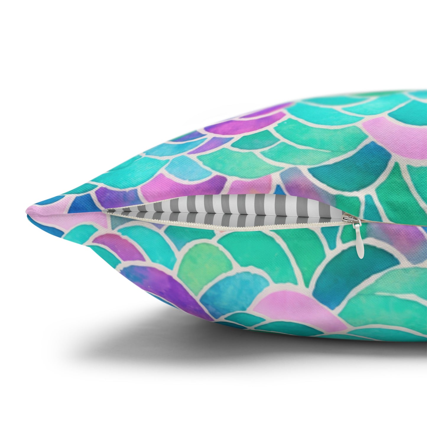 Pastel Seas: Mermaid Tail in Enchanting Pastel Hues Spun Polyester Square Pillowcase 4 Sizes