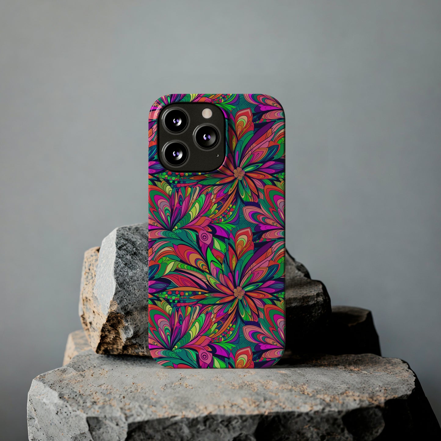 Tropical Large Neon Flowers Iphone 15-12 Slim Phone Case