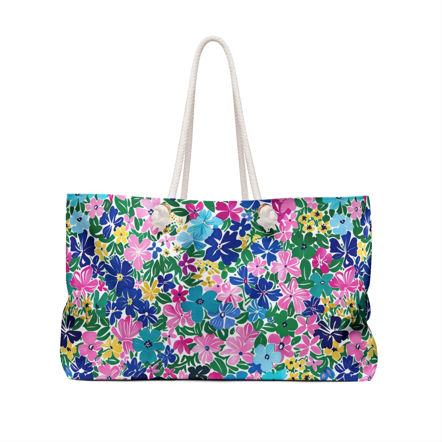 Rainbow Blooms: Vibrant Multi-color Watercolor Flowers in Full Bloom Oversized Weekender Bag