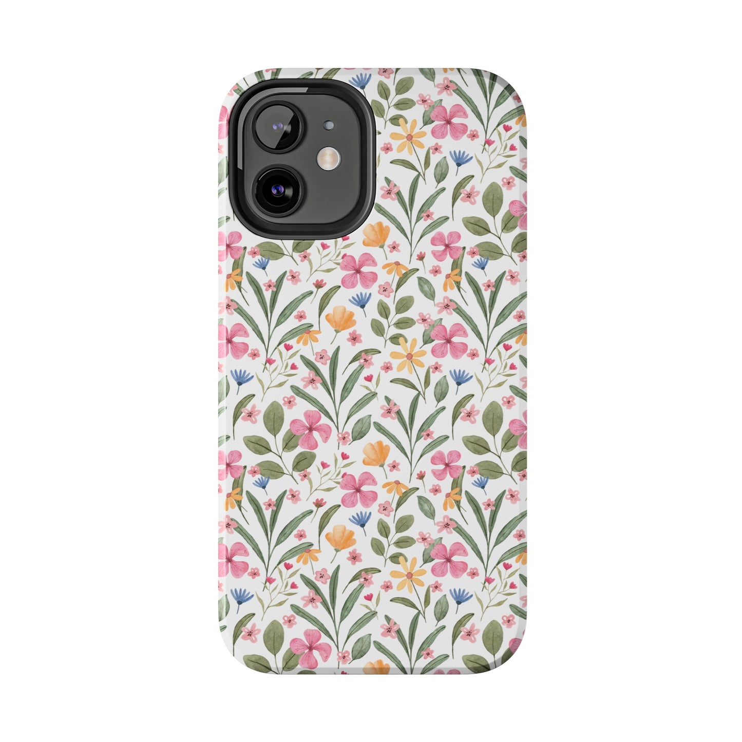 Pink Watercolor Spring Flowers Iphone Tough Phone Case