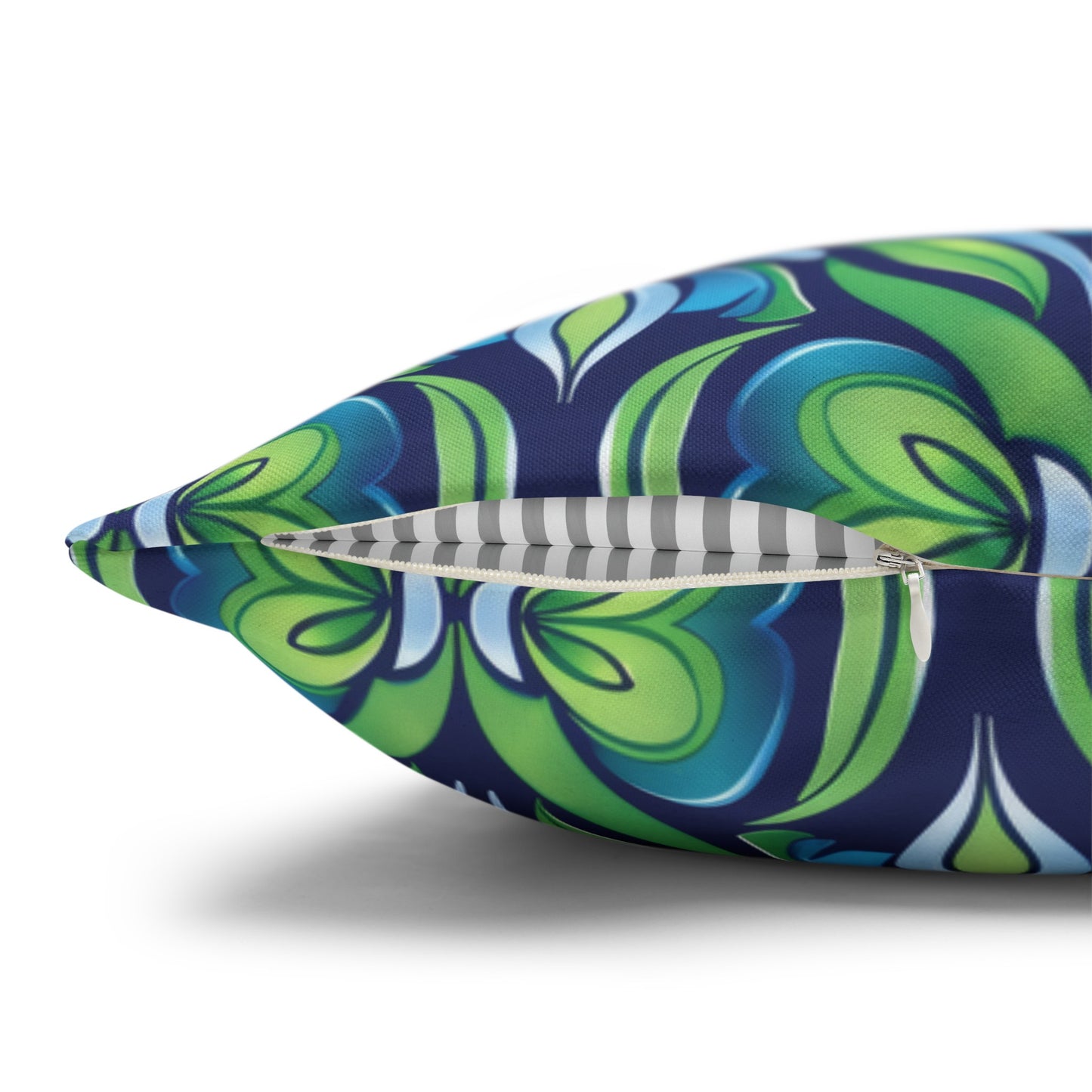 Retro Abstract Blue and Green Floral Pattern Spun Polyester Square Pillowcase 4 Sizes