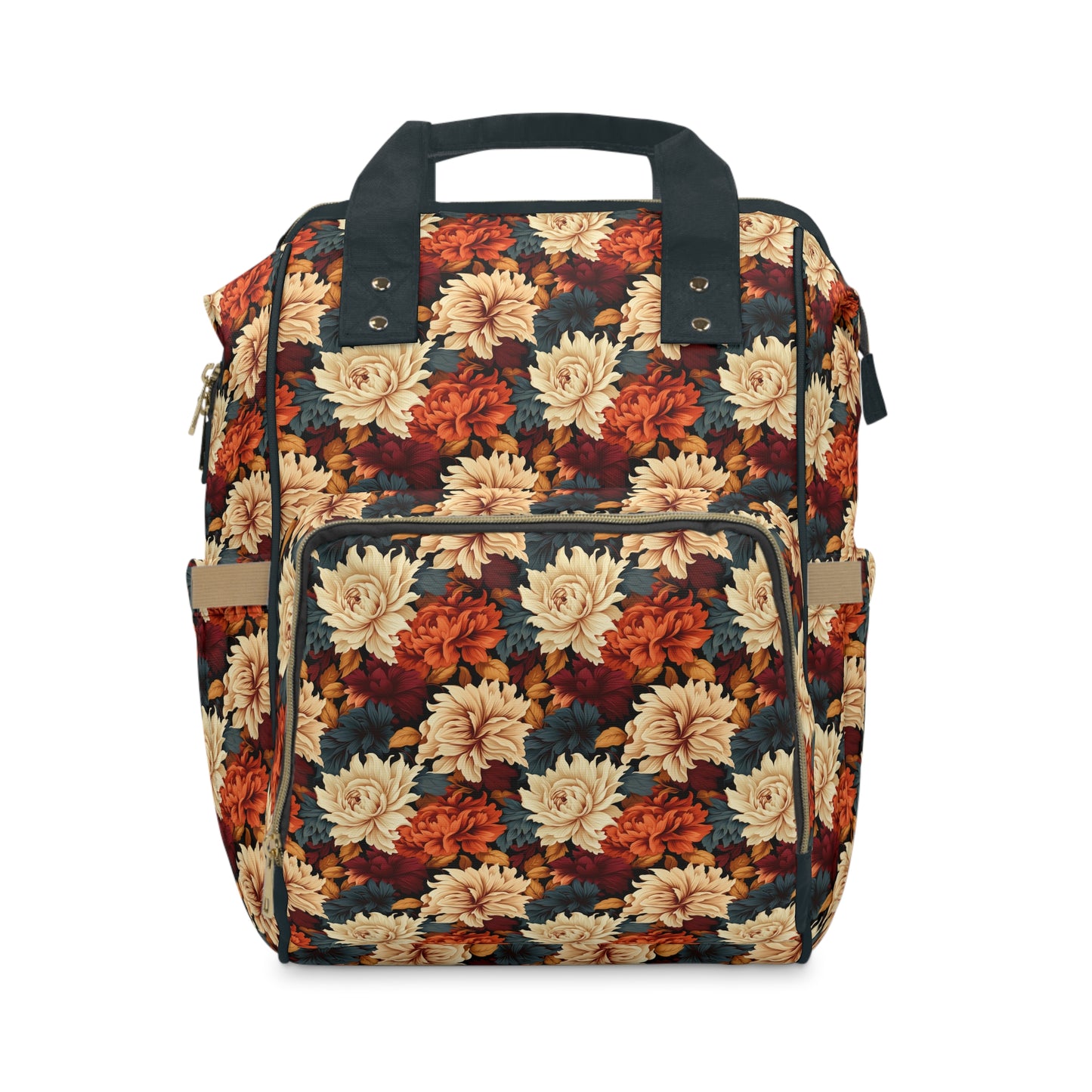 Autumn Elegance Vintage Floral Symphony in Rich Fall Colors Multifunctional Diaper Backpack