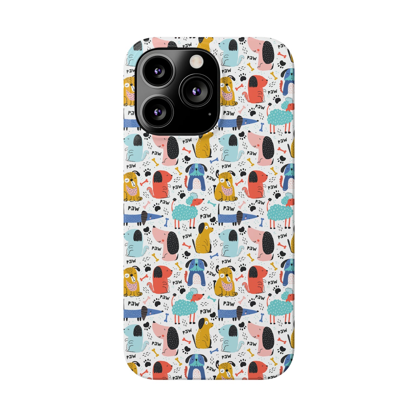 Playful Pups: Colorful Cartoon Dogs Iphone 15-12 Slim Phone Case