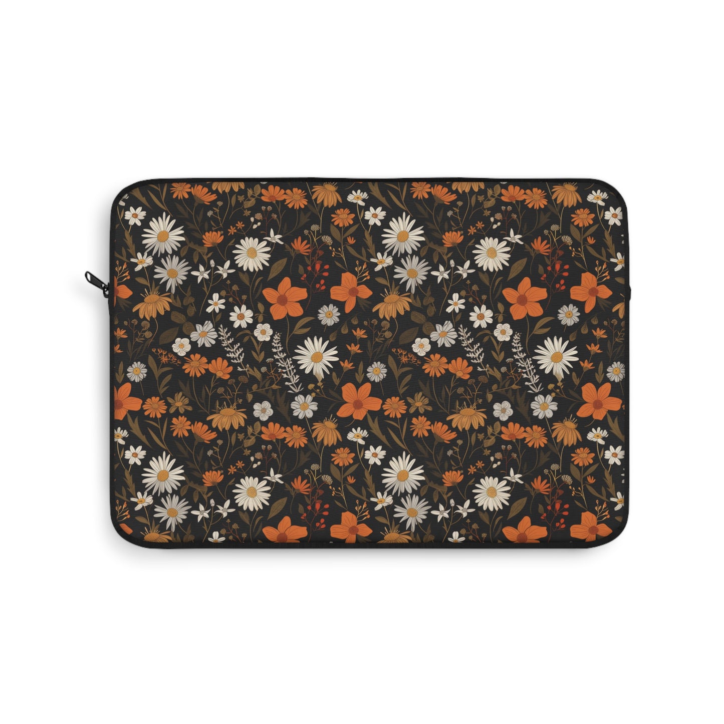 Elegant Floral Seamless Pattern in Warm Autumn Hues on Dark Background Laptop or Ipad Protective Sleeve 3 Sizes Available