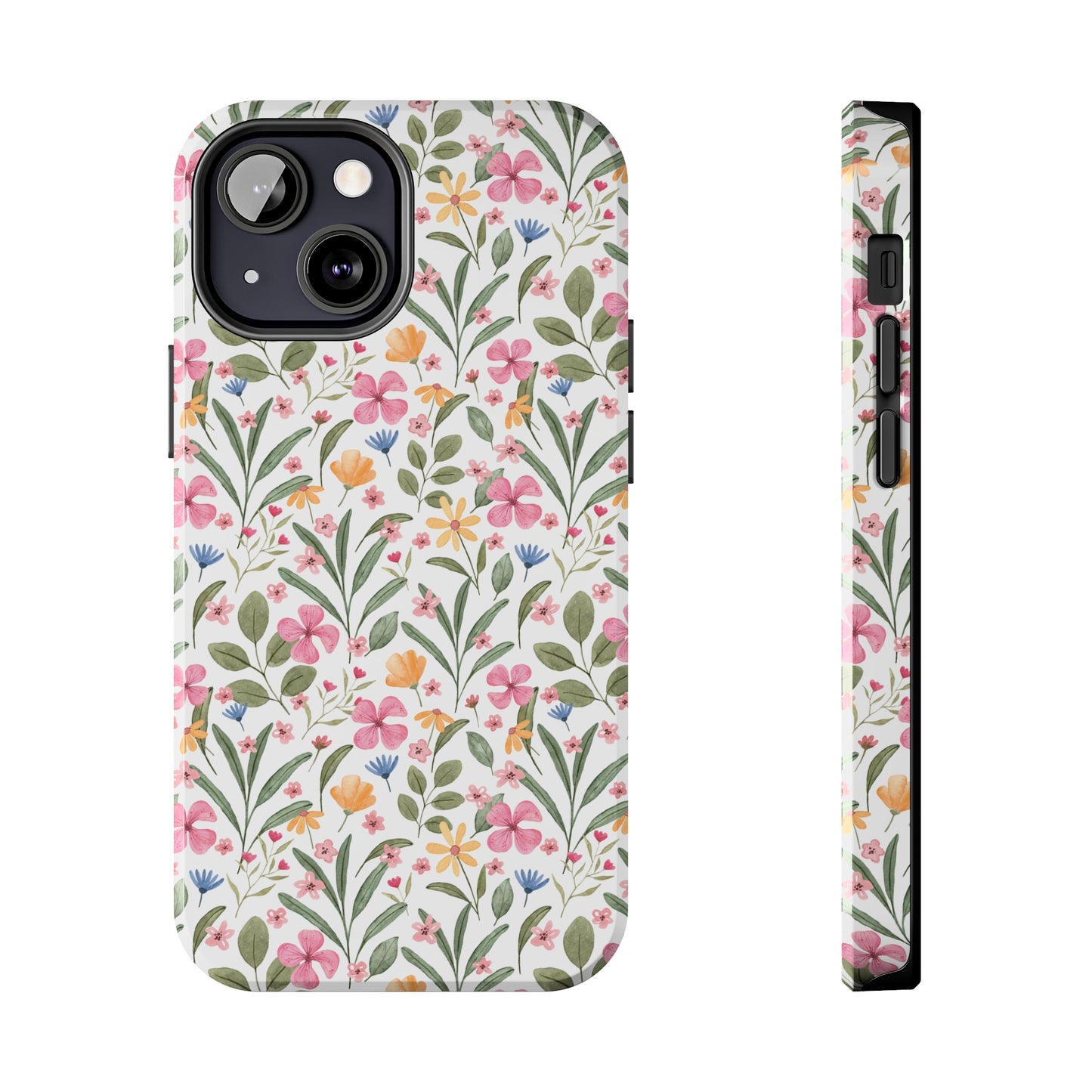 Pink Watercolor Spring Flowers Iphone Tough Phone Case