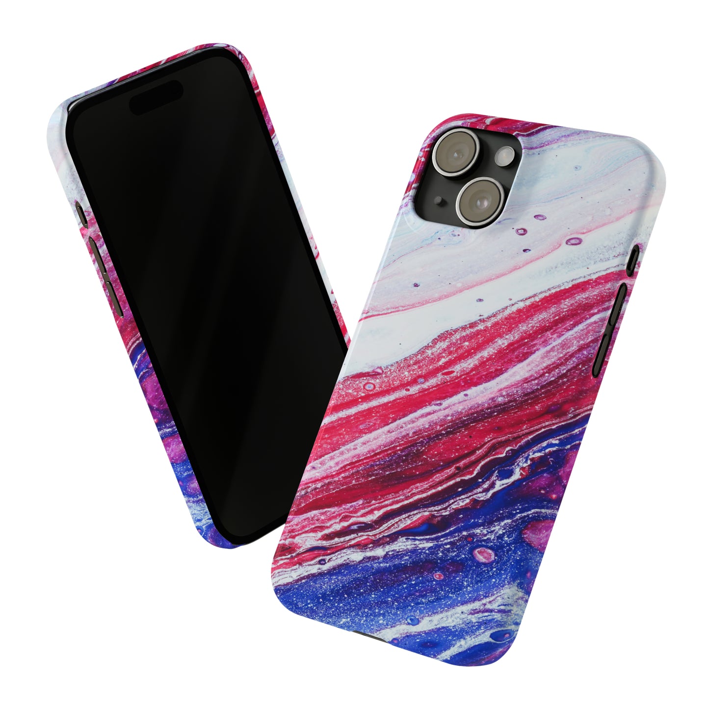 Red White and Blue Alcohol Ink Design Iphone 15-12 Slim Phone Case