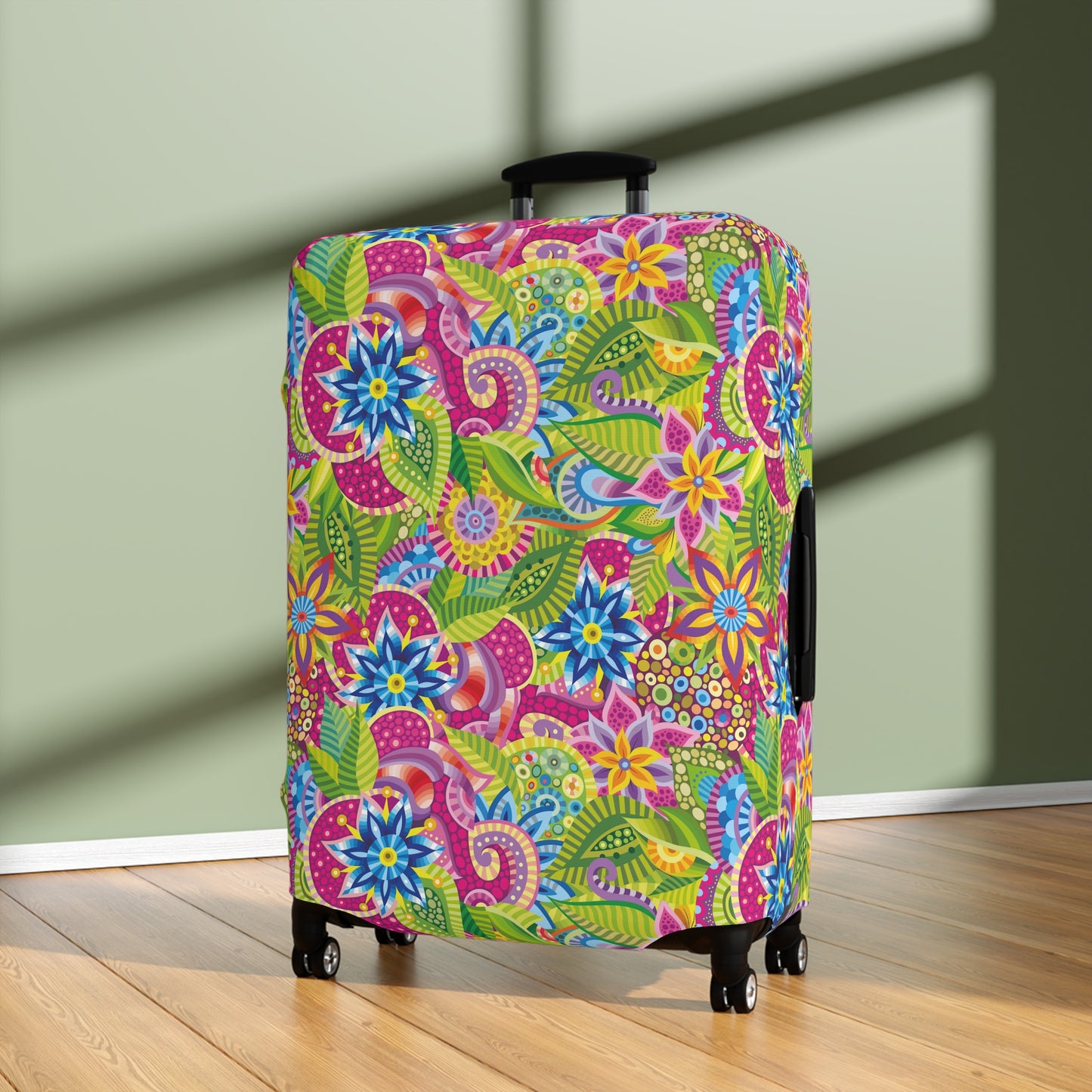 Vibrant Array of Abstract Flowers and Paisley in Rainbow Hues - Luggage Protector and Cover 3 Sizes