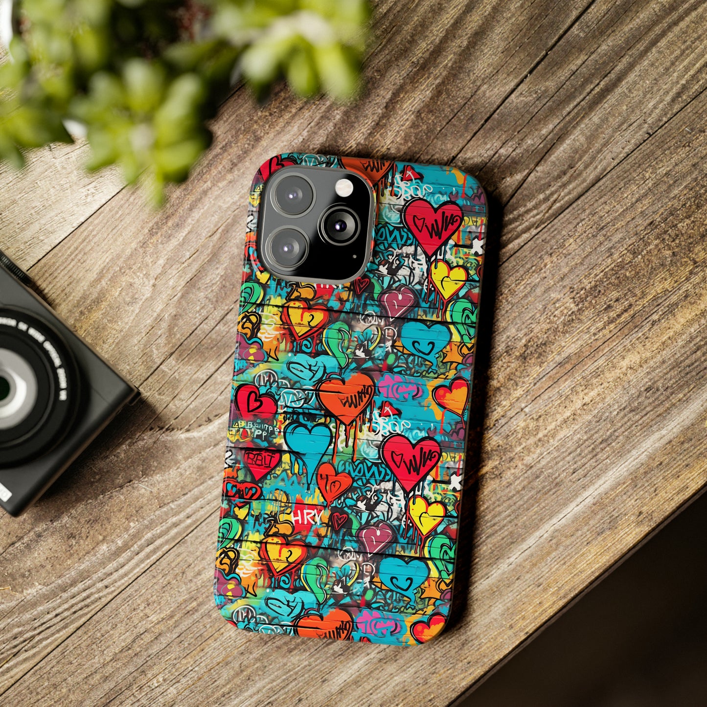 Street Art Graffiti Hearts Design Iphone 15-12 Slim Phone Case