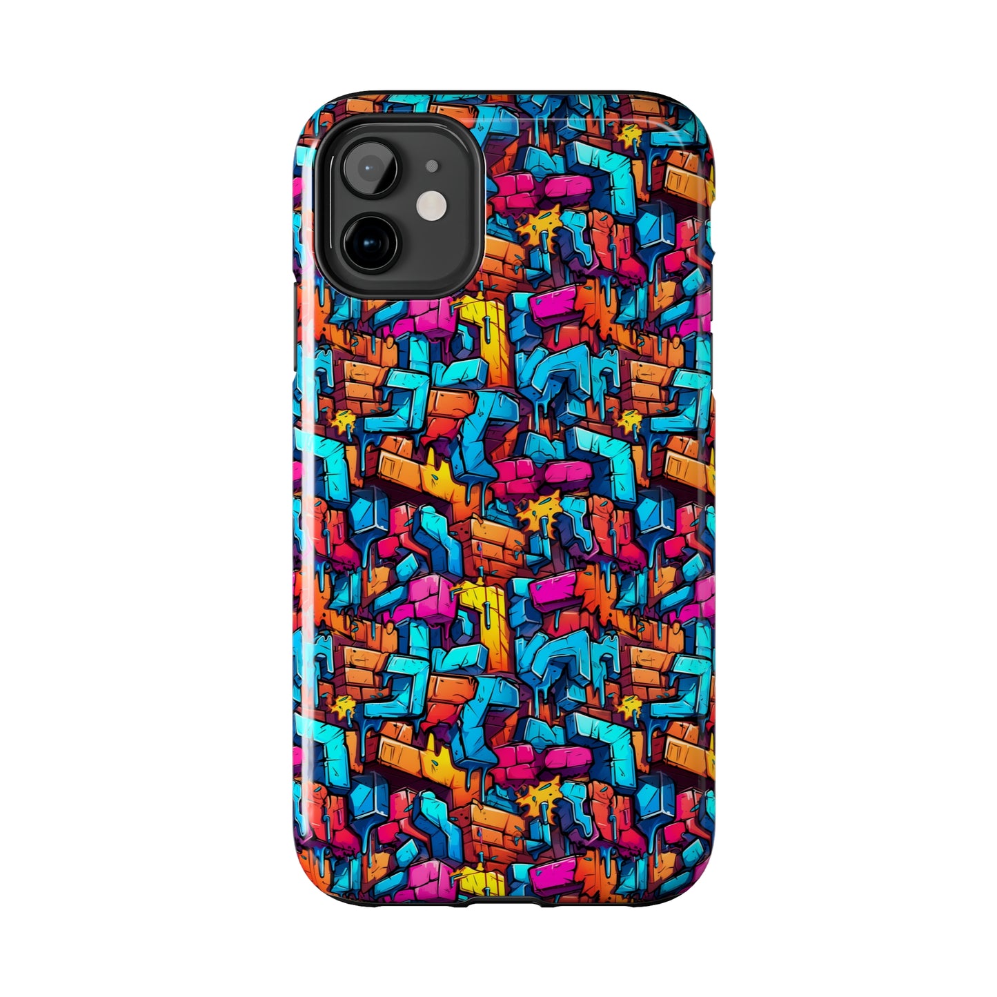 3D Rainbow Colored Graphic Blocks Design Iphone Tough Phone Case