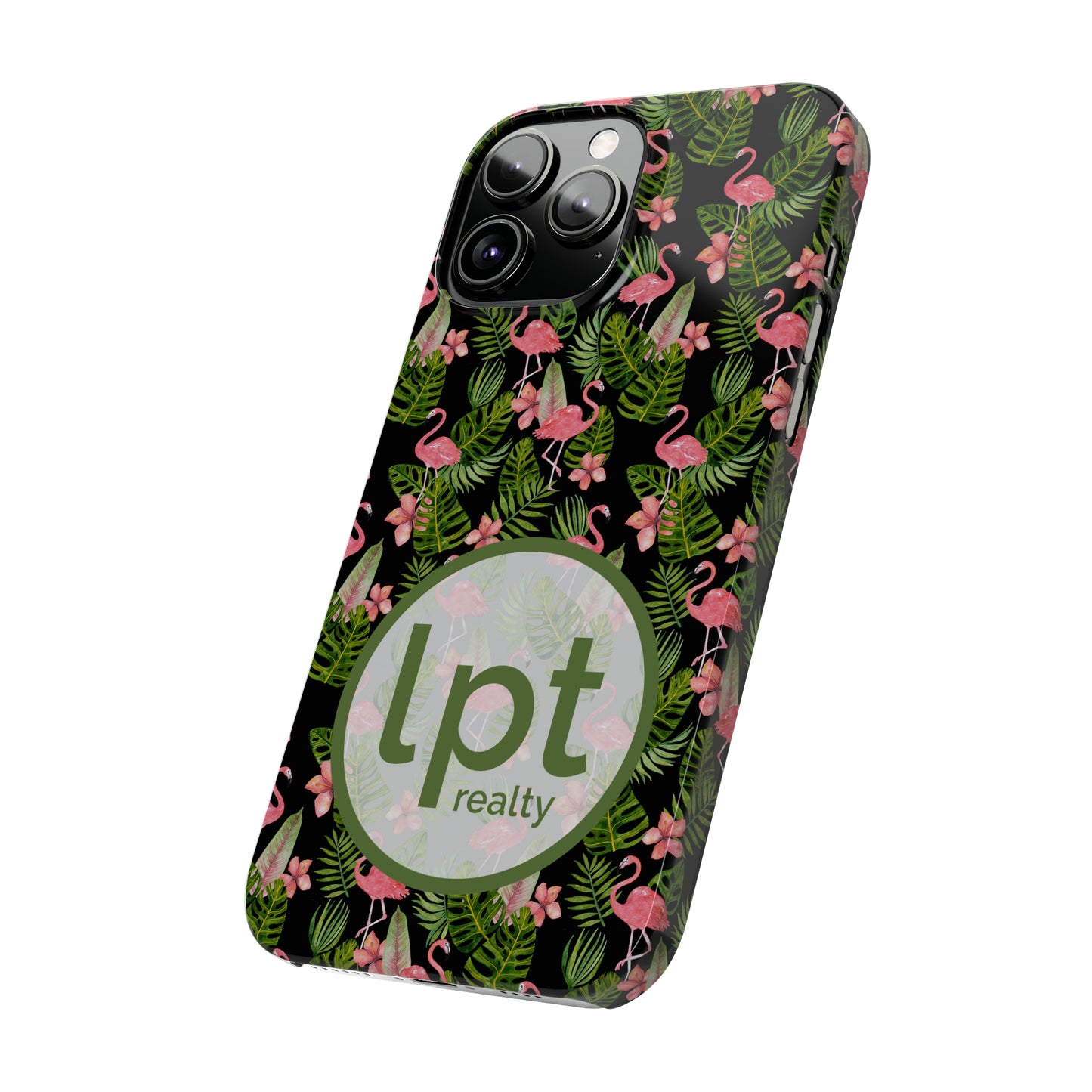 LPT Realty Logo -  Tropical Flamingos Iphone 15-12 Slim Phone Case