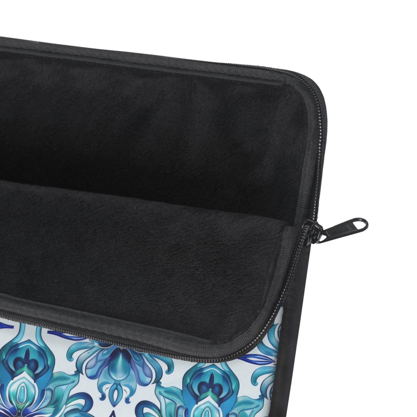 Blossom Symphony of Blue Teal Intricate Floral Pattern Laptop or Ipad Protective Sleeve 3 Sizes Available