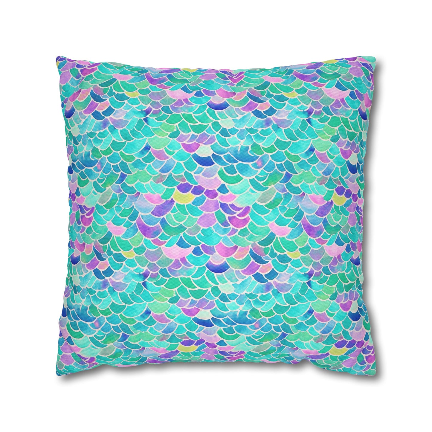 Pastel Seas: Mermaid Tail in Enchanting Pastel Hues Spun Polyester Square Pillowcase 4 Sizes