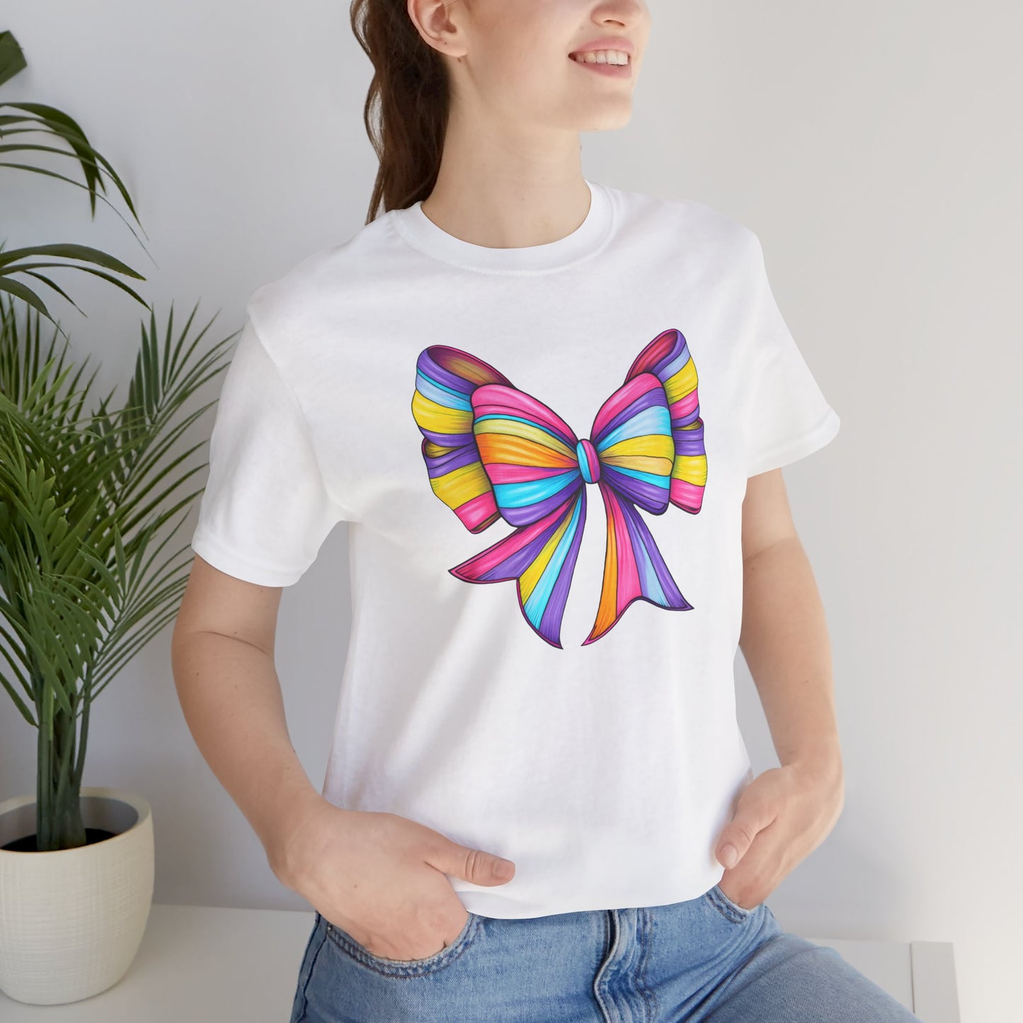 Coquette Double Rainbow Bow Stripes Jersey Short Sleeve T-shirt