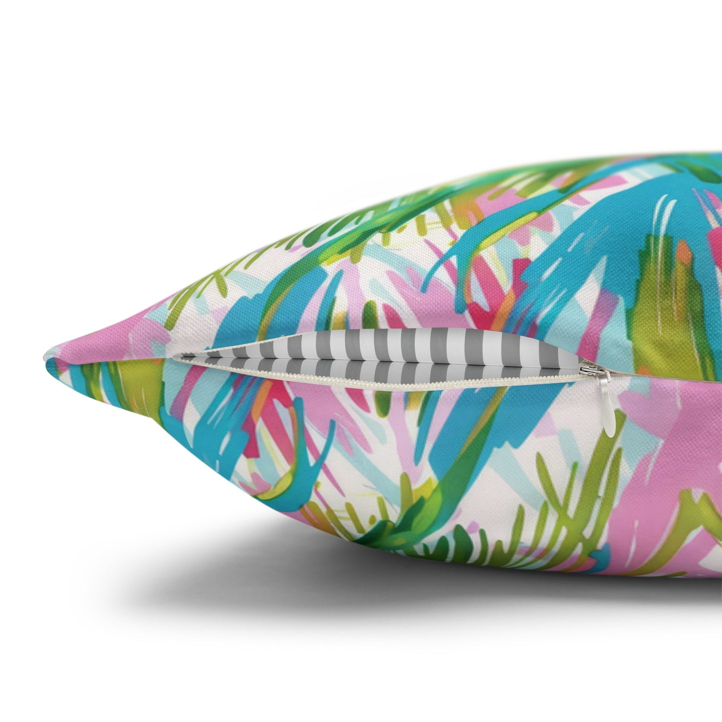 Pastel Paradise: Palm Trees in Soft Blues, Pinks, and Greens Spun Polyester Square Pillowcase 4 Sizes