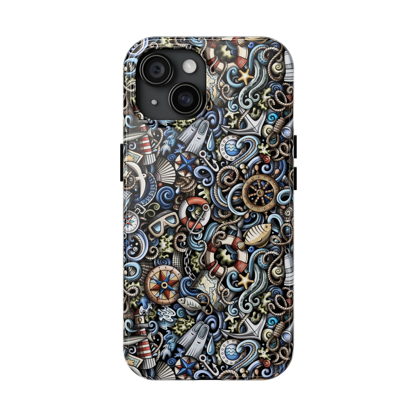 Nautical Ocean Navigation and Sealife Cartoon Design Iphone Tough Phone Case