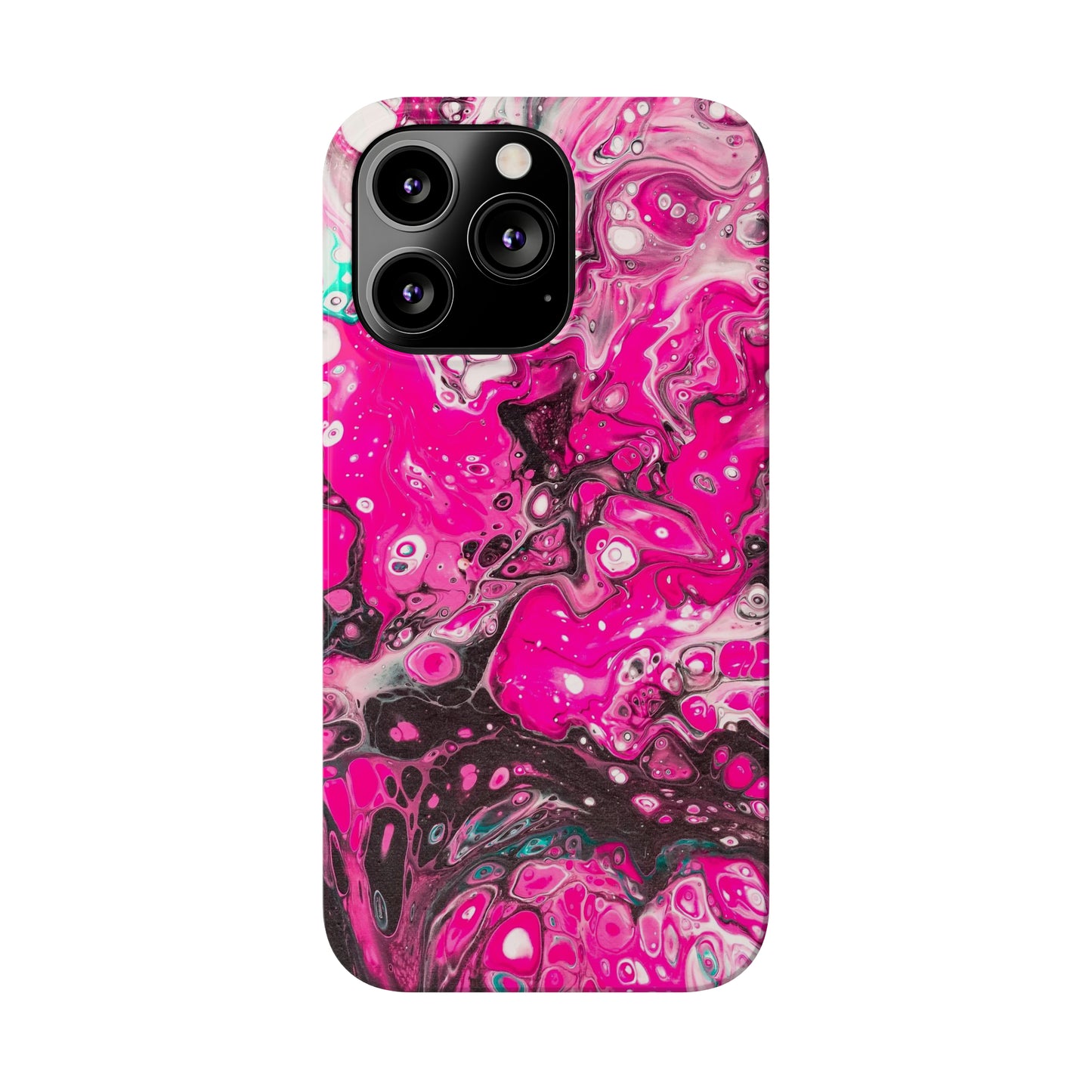 Pink, Black and White Alcohol Ink Design Iphone 15-12 Slim Phone Case