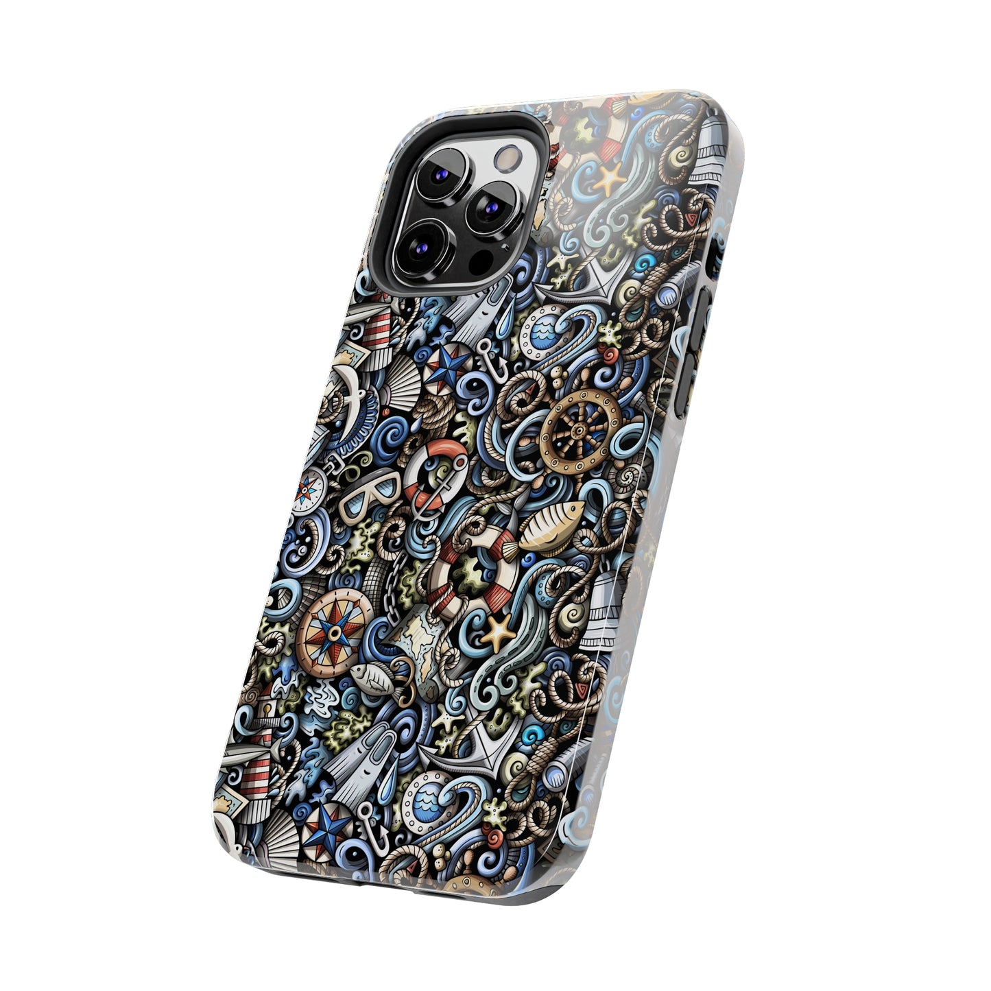 Nautical Ocean Navigation and Sealife Cartoon Design Iphone Tough Phone Case