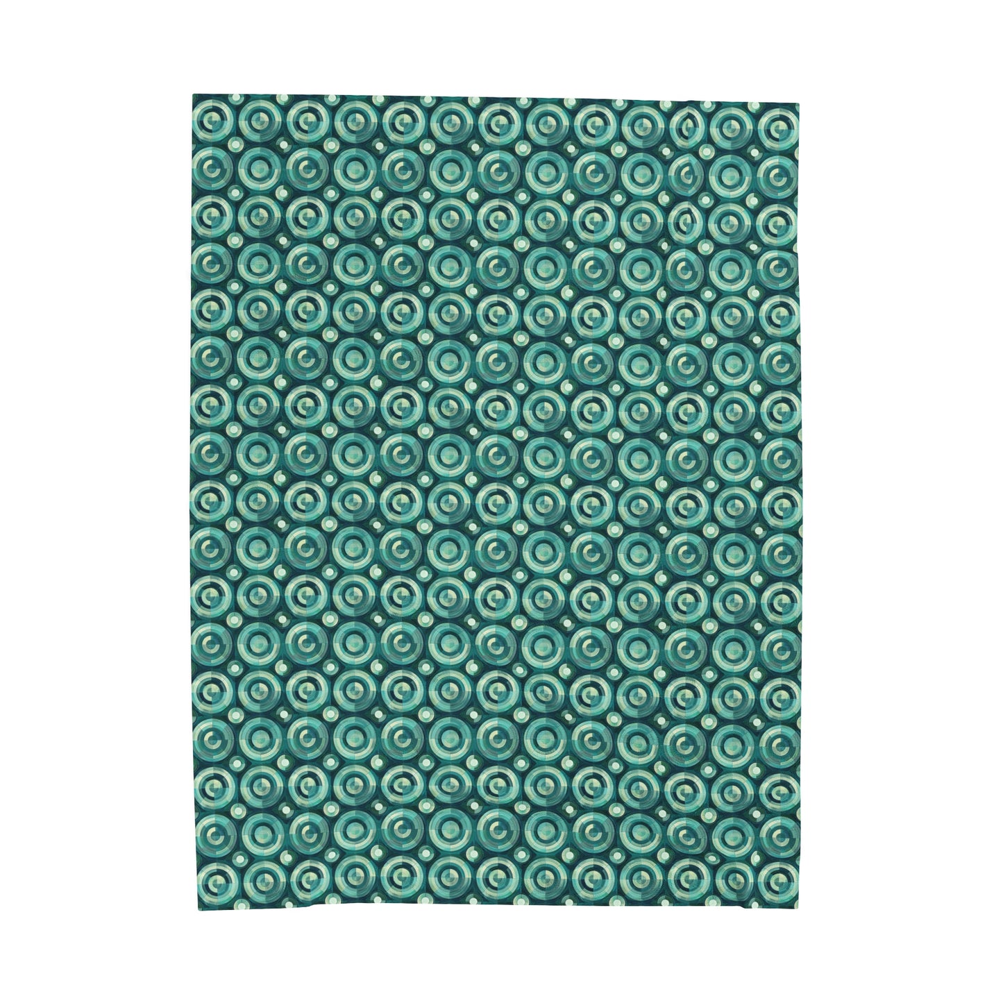 Oceanic Echoes of Layered Circles in Turquoise and Aqua Velveteen Plush Blanket 3 Sizes