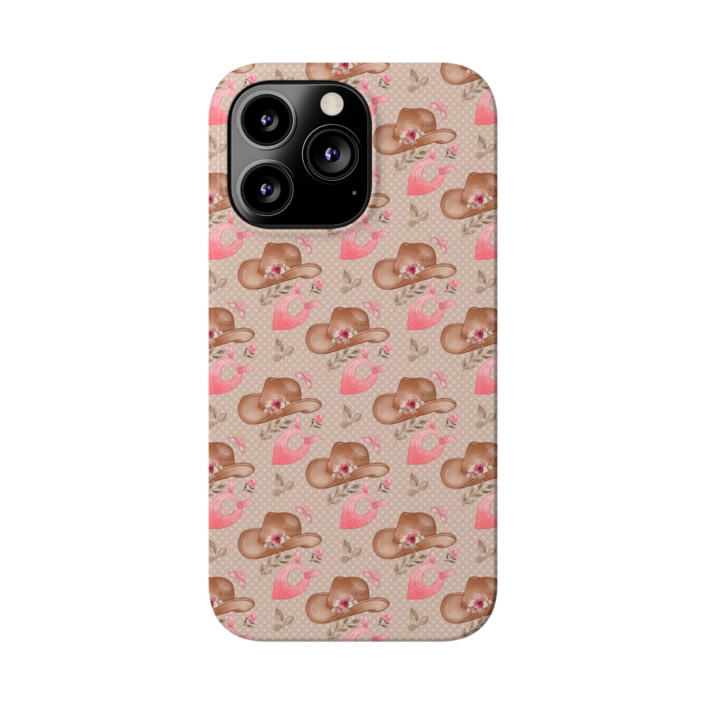 Western Cowgirl Hat with Flowers Iphone 15-12 Slim Phone Case