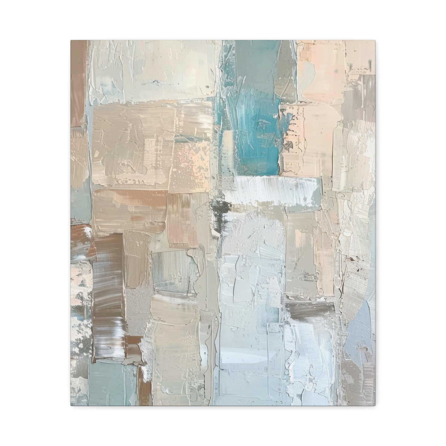 Bold Contrasts Abstract Grey Teal and Tan Color Blocking with Bold, Heavy Strokes Print on Canvas Gallery - 13 Sizes