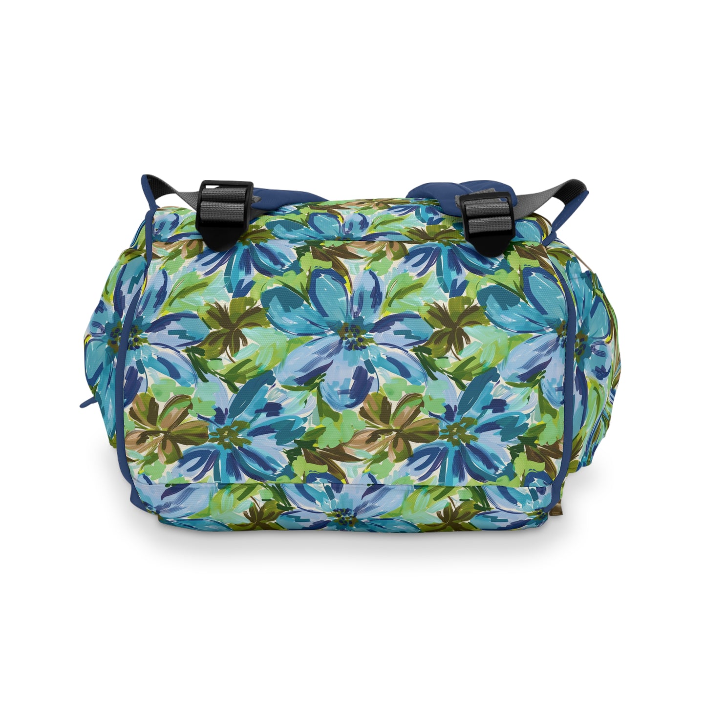 Tranquil Earth Tones: Watercolor Flowers in Blue, Brown, and Green Hues Multifunctional Diaper Backpack