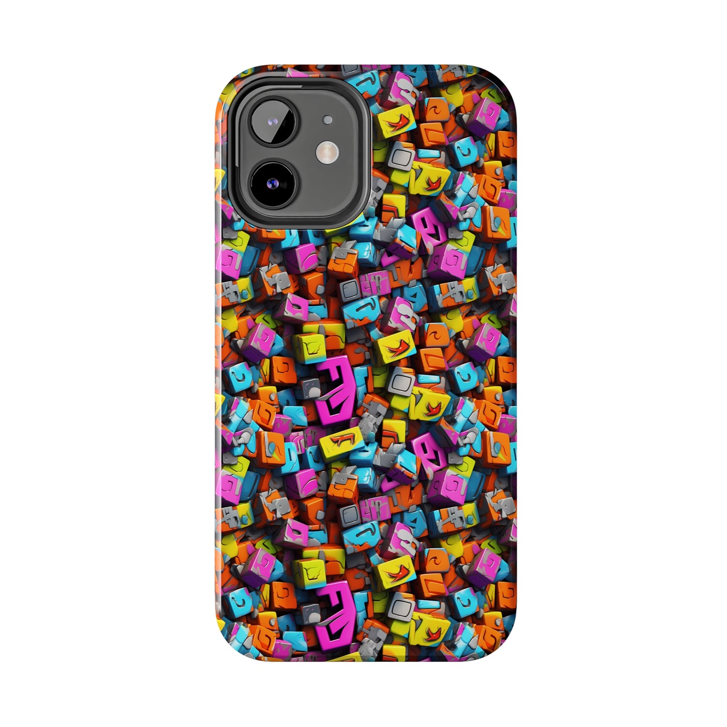 3D Abstract Colorful Block Design Iphone Tough Phone Case