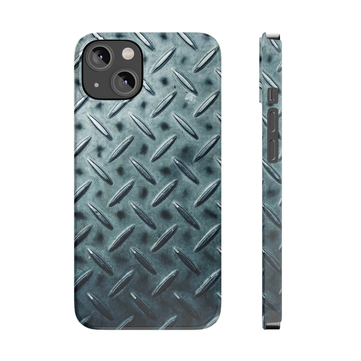 Blue Steel Diamond Plate Design Iphone 15-12 Slim Phone Case