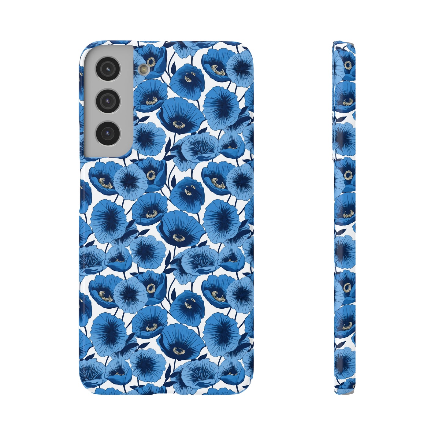 Vivid Blooms Bright Blue Poppies Design Samsung Slim Cases