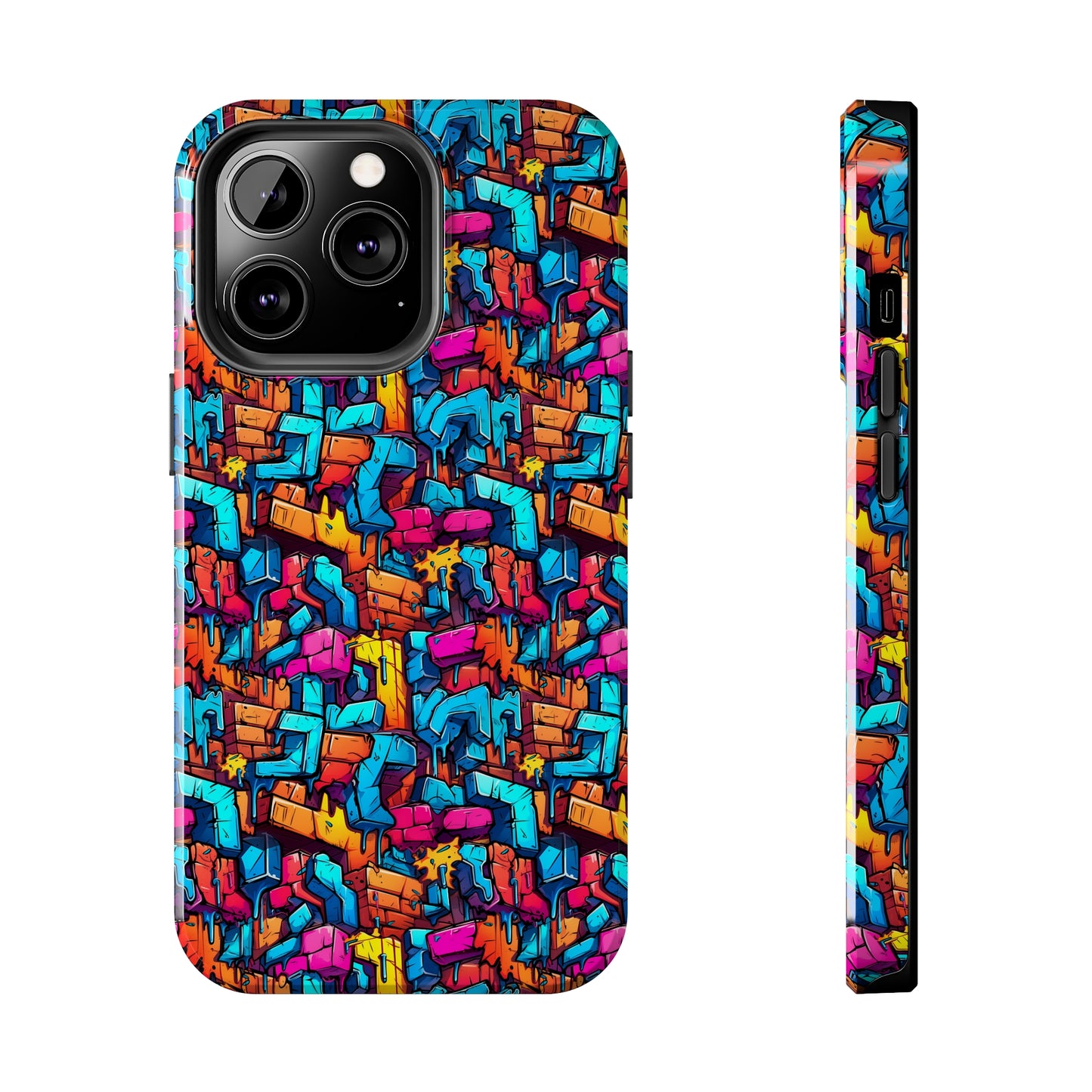 3D Rainbow Colored Graphic Blocks Design Iphone Tough Phone Case