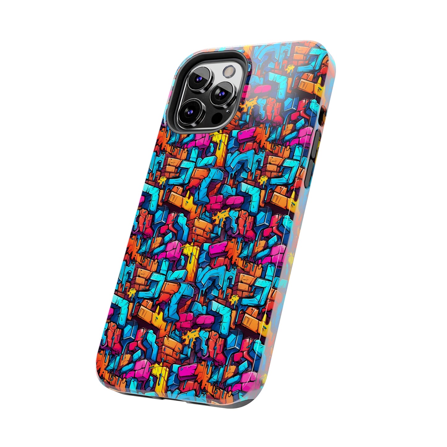 3D Rainbow Colored Graphic Blocks Design Iphone Tough Phone Case