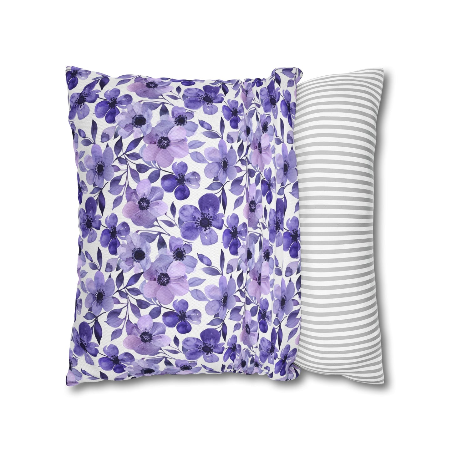 Elegant Purple Watercolor Blossoms Spun Polyester Square Pillowcase 4 Sizes